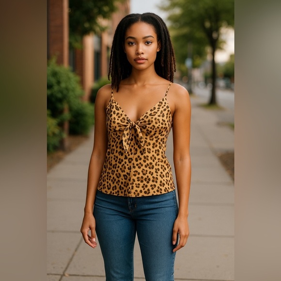 Abercrombie & Fitch Silky Soft Animal Print Spaghetti Strap Top - Picture 1 of 7